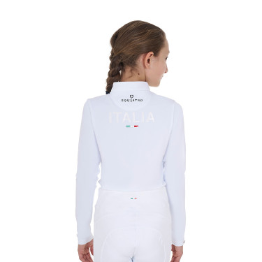 Polo de concurso para niña de manga larga Equestro x FISE Blanco Polo de concurso para niña de manga larga Equestro x FISE Blanco