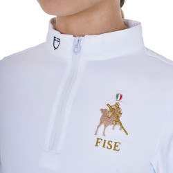 Polo de concurso para niña de manga larga Equestro x FISE Blanco Polo de concurso para niña de manga larga Equestro x FISE Blanco