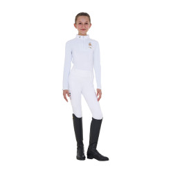 Polo de concurso para niña de manga larga Equestro x FISE Blanco Polo de concurso para niña de manga larga Equestro x FISE Blanco