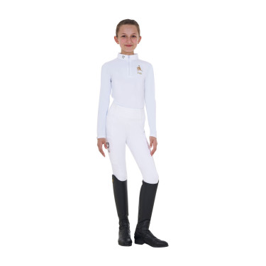 Polo de concurso para niña de manga larga Equestro x FISE Blanco Polo de concurso para niña de manga larga Equestro x FISE Blanco