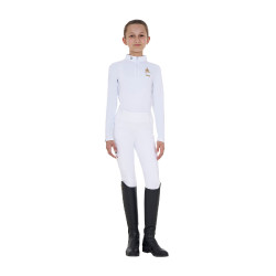 Polo de concurso para niña de manga larga Equestro x FISE Blanco Polo de concurso para niña de manga larga Equestro x FISE Blanco