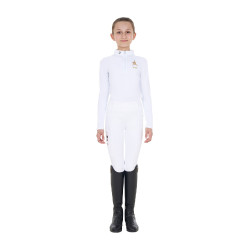 Polo de concurso para niña de manga larga Equestro x FISE Blanco Polo de concurso para niña de manga larga Equestro x FISE Blanco