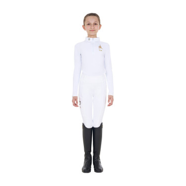 Polo de concurso para niña de manga larga Equestro x FISE Blanco Polo de concurso para niña de manga larga Equestro x FISE Blanco