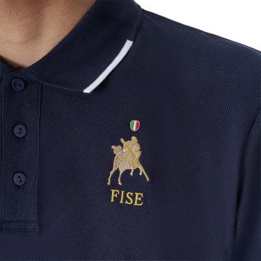 Polo de entrenamiento para hombre Equestro x FISE de tres botones y manga corta Americana marina Azul marino
