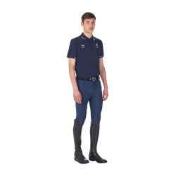 Polo de entrenamiento para hombre Equestro x FISE de tres botones y manga corta Americana marina Azul marino