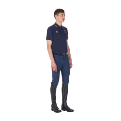 Polo de entrenamiento para hombre Equestro x FISE de tres botones y manga corta Americana marina Azul marino