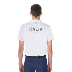 Polo de entrenamiento para hombre Equestro x FISE de tres botones y manga corta Blanco