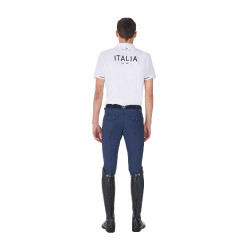 Polo de entrenamiento para hombre Equestro x FISE de tres botones y manga corta Blanco