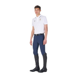 Polo de entrenamiento para hombre Equestro x FISE de tres botones y manga corta Blanco
