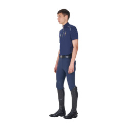 Polo de entrenamiento para hombre Equestro x FISE con cremallera bandera italiana de manga corta Americana marina Azul marino