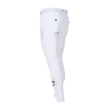 Pantalón de equitación hombre Equestro x FISE full grip Blanco