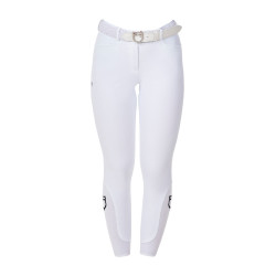 Pantalón de equitación para mujer Equestro x FISE con grip en las rodillas Blanco