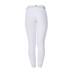 Pantalón de equitación para mujer Equestro x FISE con grip en las rodillas Blanco