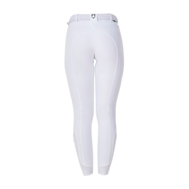 Pantalón de equitación para mujer Equestro x FISE con grip en las rodillas Blanco