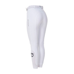Pantalón de equitación para mujer Equestro x FISE con grip en las rodillas Blanco
