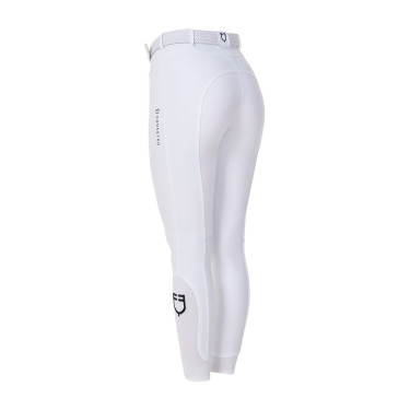 Pantalón de equitación para mujer Equestro x FISE con grip en las rodillas Blanco