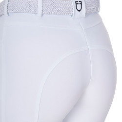 Pantalón de equitación para mujer Equestro x FISE con grip en las rodillas Blanco