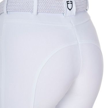 Pantalón de equitación para mujer Equestro x FISE con grip en las rodillas Blanco