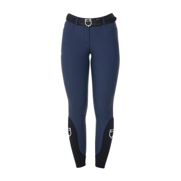 Pantalón de equitación para mujer Equestro x FISE full grip Americana marina Azul marino