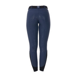 Pantalón de equitación para mujer Equestro x FISE full grip Americana marina Azul marino