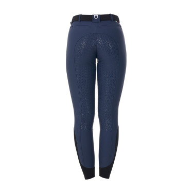 Pantalón de equitación para mujer Equestro x FISE full grip Americana marina Azul marino