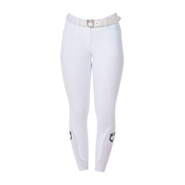 Pantalón de equitación para mujer Equestro x FISE full grip Blanco Pantalón de equitación para mujer Equestro x FISE full grip Blanco