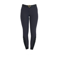 Pantalón de equitación para mujer Equestro full grip de talle alto con forro polar Americana marina Azul marino