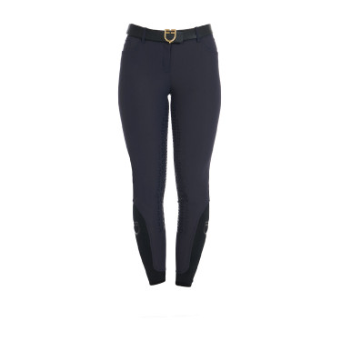 Pantalón de equitación para mujer Equestro full grip de talle alto con forro polar Americana marina Azul marino