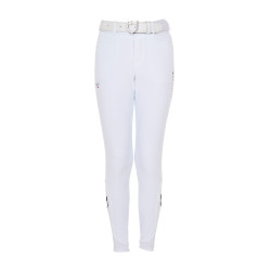 Pantalón de equitación infantil unisex Equestro x FISE con grip en las rodillas Blanco Pantalón de equitación infantil unisex Equestro x FISE con grip en las rodillas Blanco