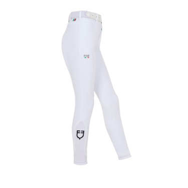 Pantalón de equitación infantil unisex Equestro x FISE con grip en las rodillas Blanco Pantalón de equitación infantil unisex Equestro x FISE con grip en las rodillas Blanco
