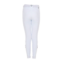 Pantalón de equitación infantil unisex Equestro x FISE con grip en las rodillas Blanco Pantalón de equitación infantil unisex Equestro x FISE con grip en las rodillas Blanco