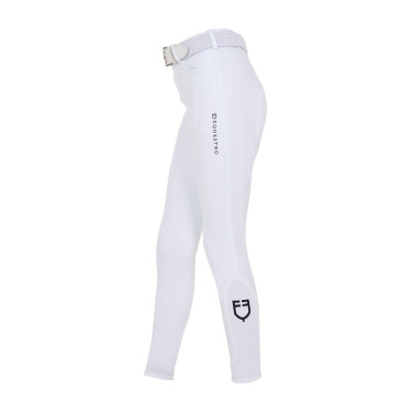 Pantalón de equitación infantil unisex Equestro x FISE con grip en las rodillas Blanco Pantalón de equitación infantil unisex Equestro x FISE con grip en las rodillas Blanco