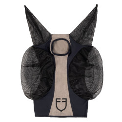 Máscara antimoscas Equestro bicolor de malla Antracita / franela gris Beige