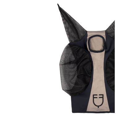 Máscara antimoscas Equestro bicolor de malla Antracita / franela gris Beige
