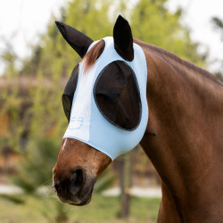 Máscara antimoscas Equestro bicolor de malla Omphalodes / blanco brillante Azul