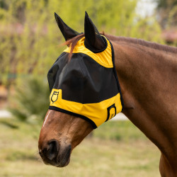 Careta antimoscas Equestro con logotipo frontal Amarillo Careta antimoscas Equestro con logotipo frontal Amarillo