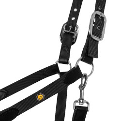 Cabezada ergonómica Equestro con inserciones de cuero Negro / negro