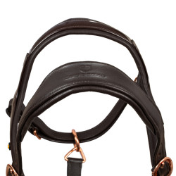 Cabezada de cuero liso Equestro con hebillas rose gold Marrón oscuro Marr&amp;amp;amp;oacute;n
