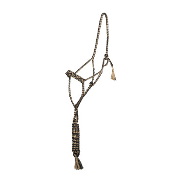 Cabezada de cuerda Pool’s de nariz ancha con ramal Negro / beige