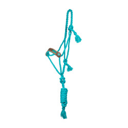 Cabezada de cuerda Pool’s con inserto de cuero trabajado Turquesa Azul