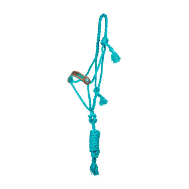 Cabezada de cuerda Pool’s con inserto de cuero trabajado Turquesa Azul