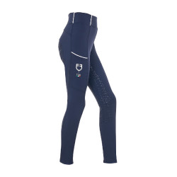 Legging para niña Equestro x FISE full grip corte slim Americana marina Azul marino
