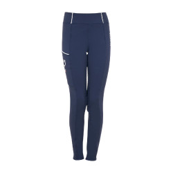 Legging para niña Equestro x FISE full grip corte slim Americana marina Azul marino
