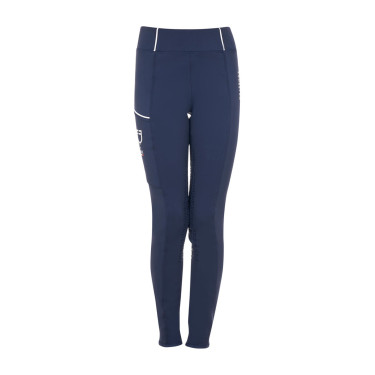 Legging para niña Equestro x FISE full grip corte slim Americana marina Azul marino