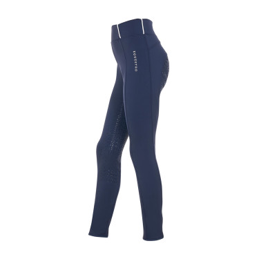 Legging para niña Equestro x FISE full grip corte slim Americana marina Azul marino