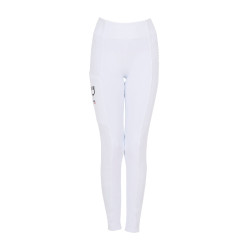 Legging para niña Equestro x FISE full grip corte slim Blanco