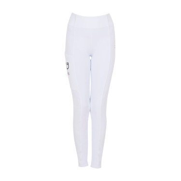 Legging para niña Equestro x FISE full grip corte slim Blanco