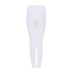 Legging para niña Equestro x FISE full grip corte slim Blanco