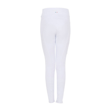 Legging para niña Equestro x FISE full grip corte slim Blanco