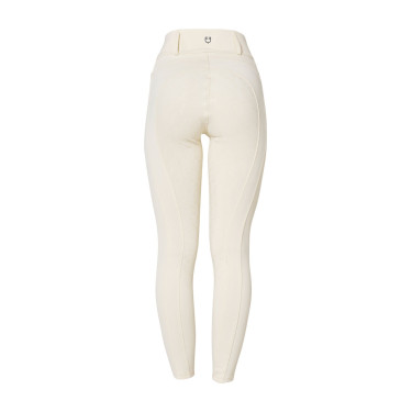 Legging para mujer Equestro de talle alto con trabillas para cinturón Blanco antiguo Beige